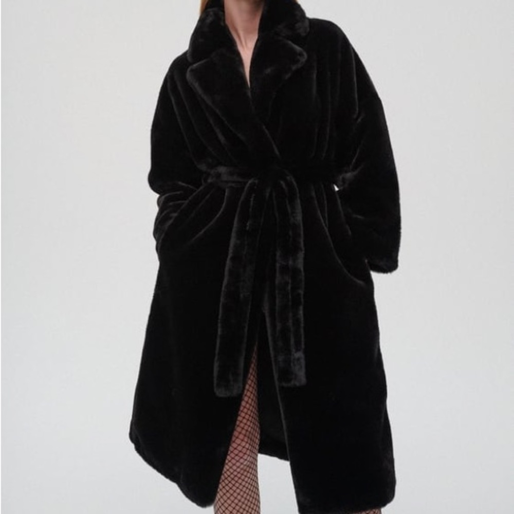 Zara Belted Faux Fur Coat